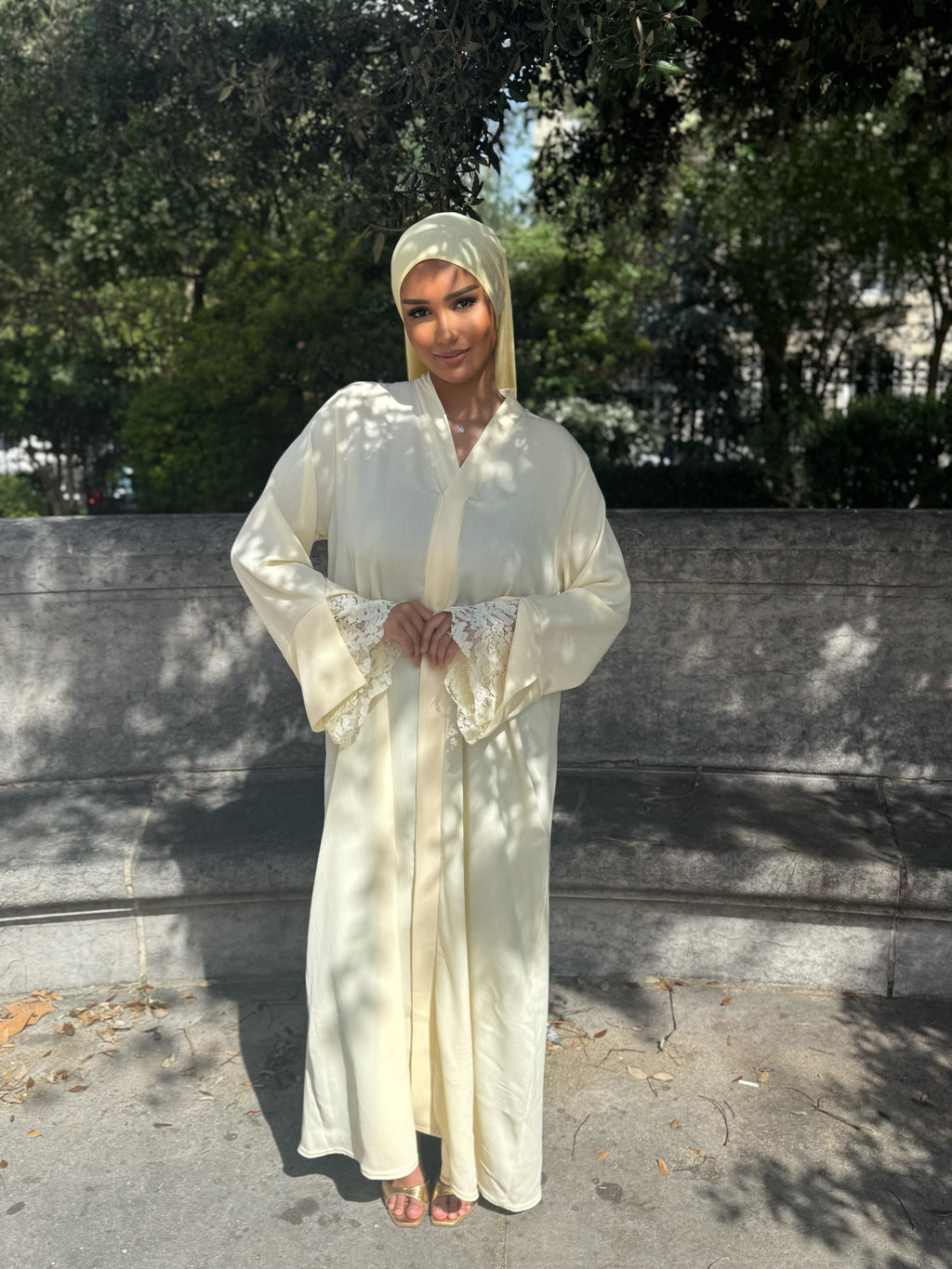 Abaya dentelle [jaune]