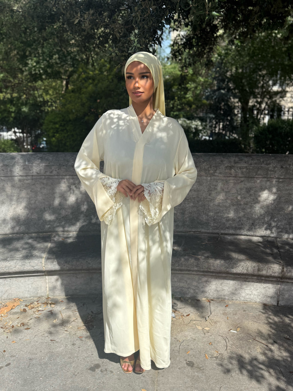 Abaya dentelle [jaune]