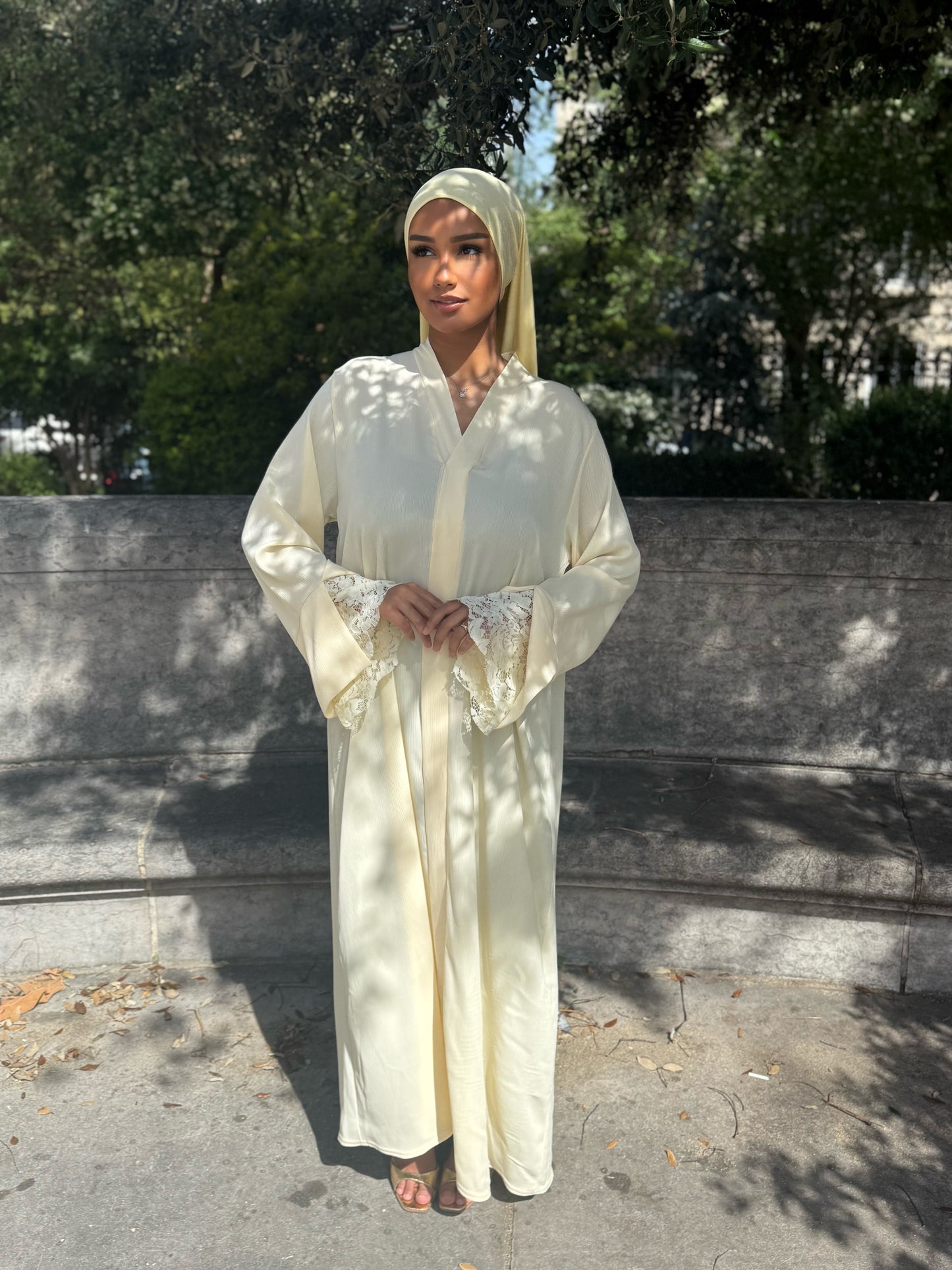 Abaya dentelle [jaune]